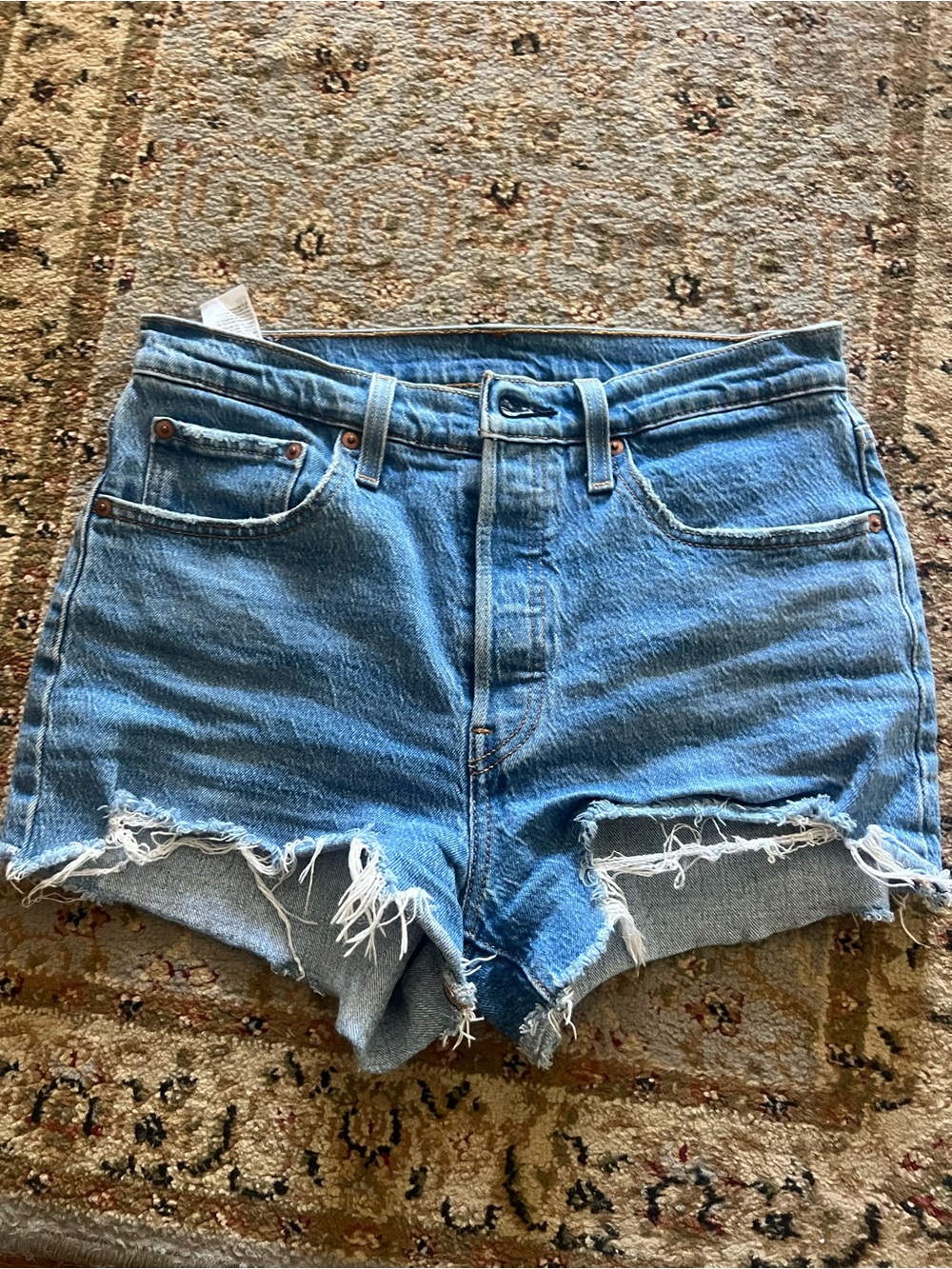 Levi's Light Blue Distressed Cutoff Jean Shorts